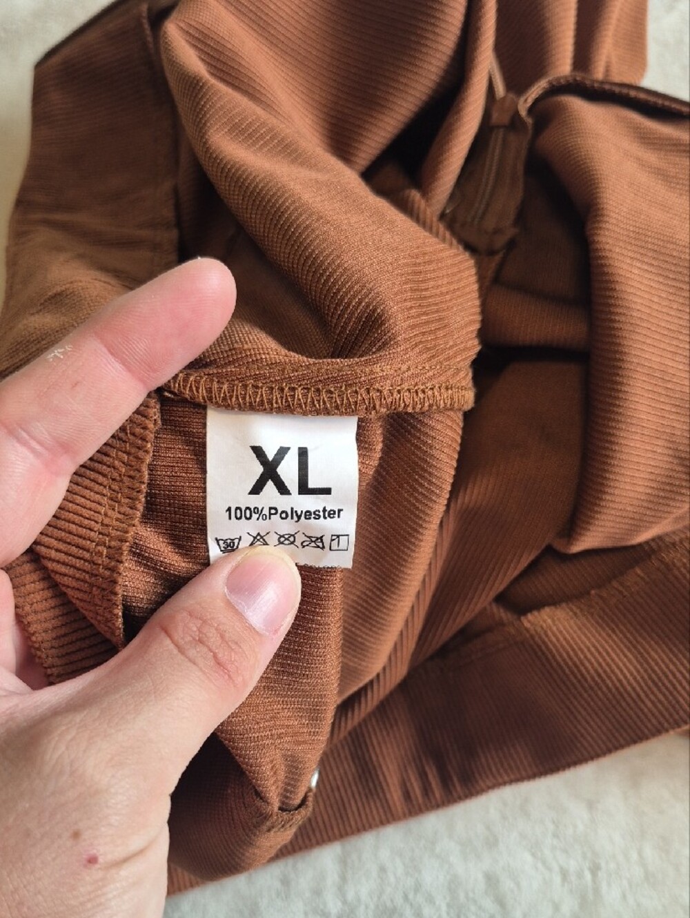 Button-Trim Brown Ribbed Mini Skirt - Picture 4 of 4